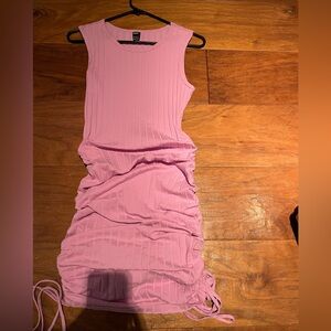 Ruched Rib-Knit Dress